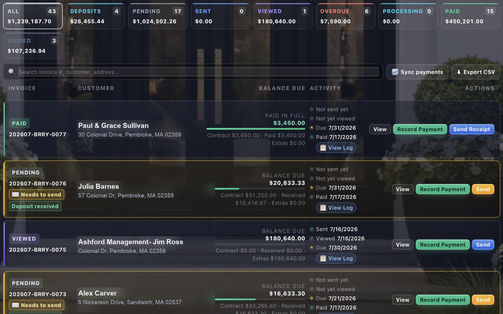 Kontracks integrated payments and invoicing